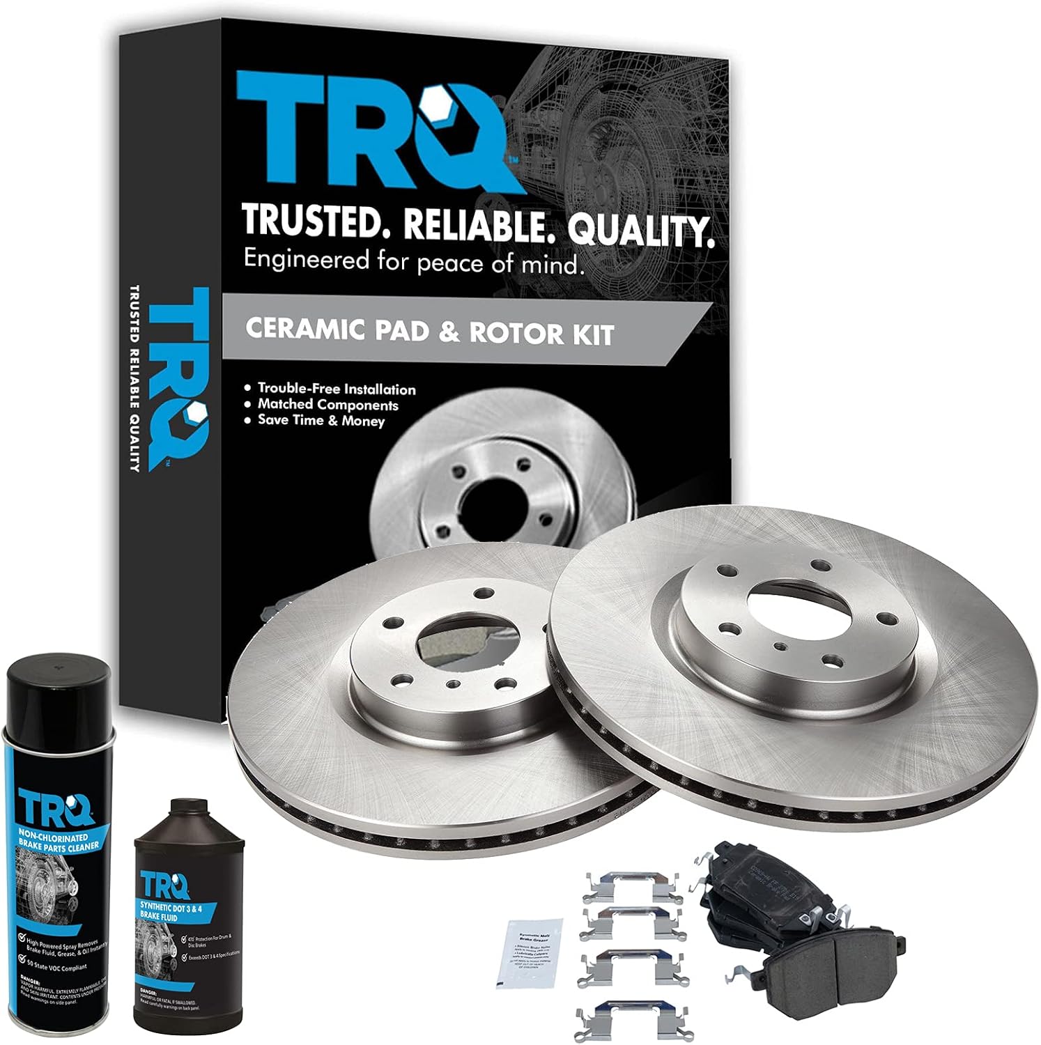 TRQ Front Brake Pad & Rotor Kit for INFINITI FX35 FX45 & More