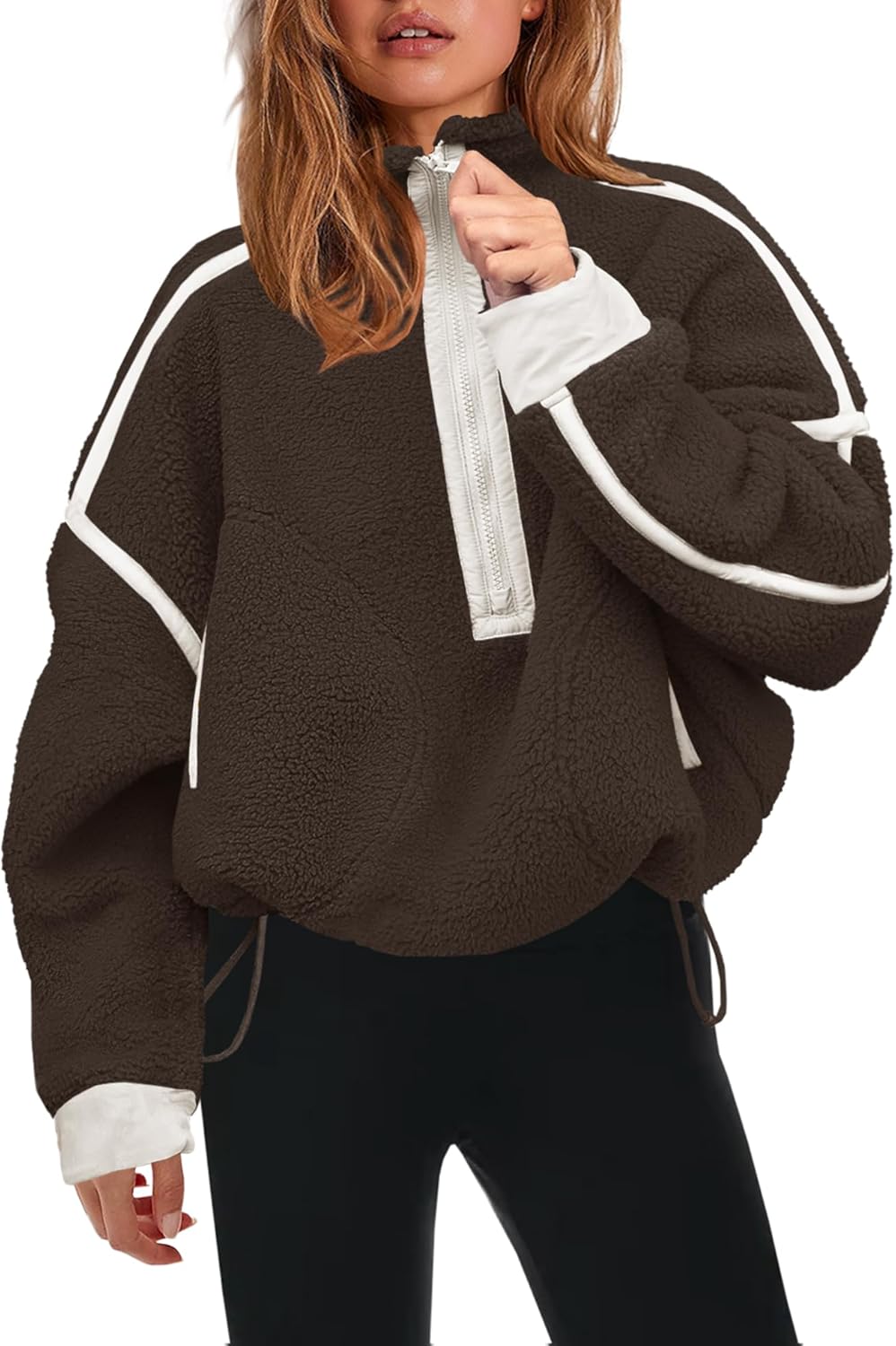 Panadila Womens Half Zip Sherpa Fleece Pullover for Cozy Style