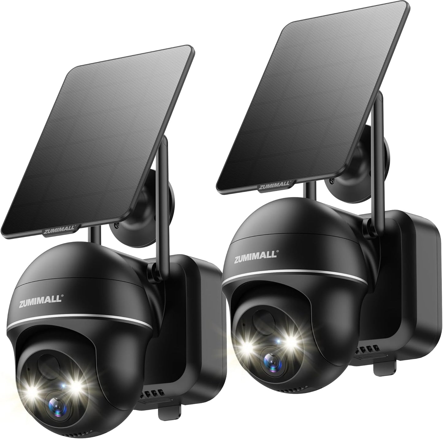 ZUMIMALL Wireless Solar Security - 2 Pack, Color Night Vision, AI Detection