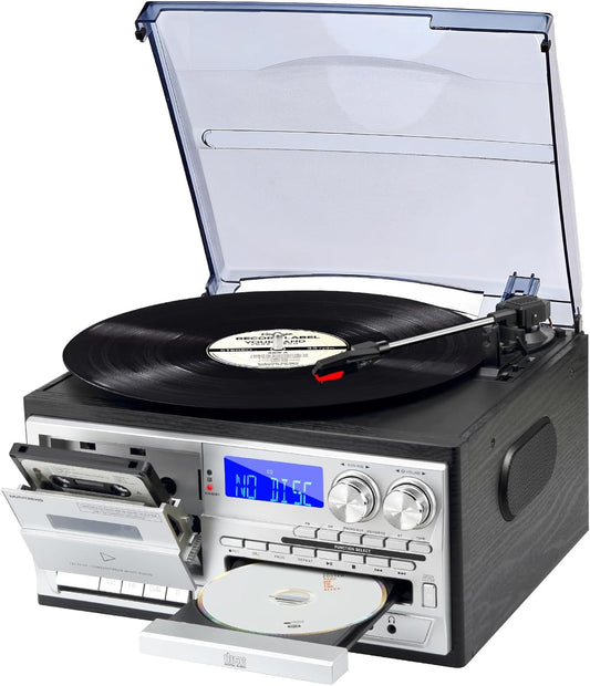 9 in 1 Multifunctional Record Player with External Speakers