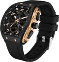 FANMIS Watch for Men Rectangle Dial Dual Time Display - Bold Style