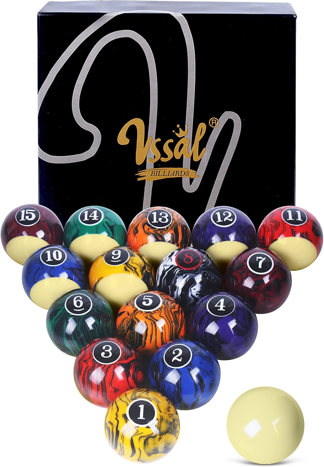 Billiard Balls Set Pool Table Balls Marble-Swirl Classic Style