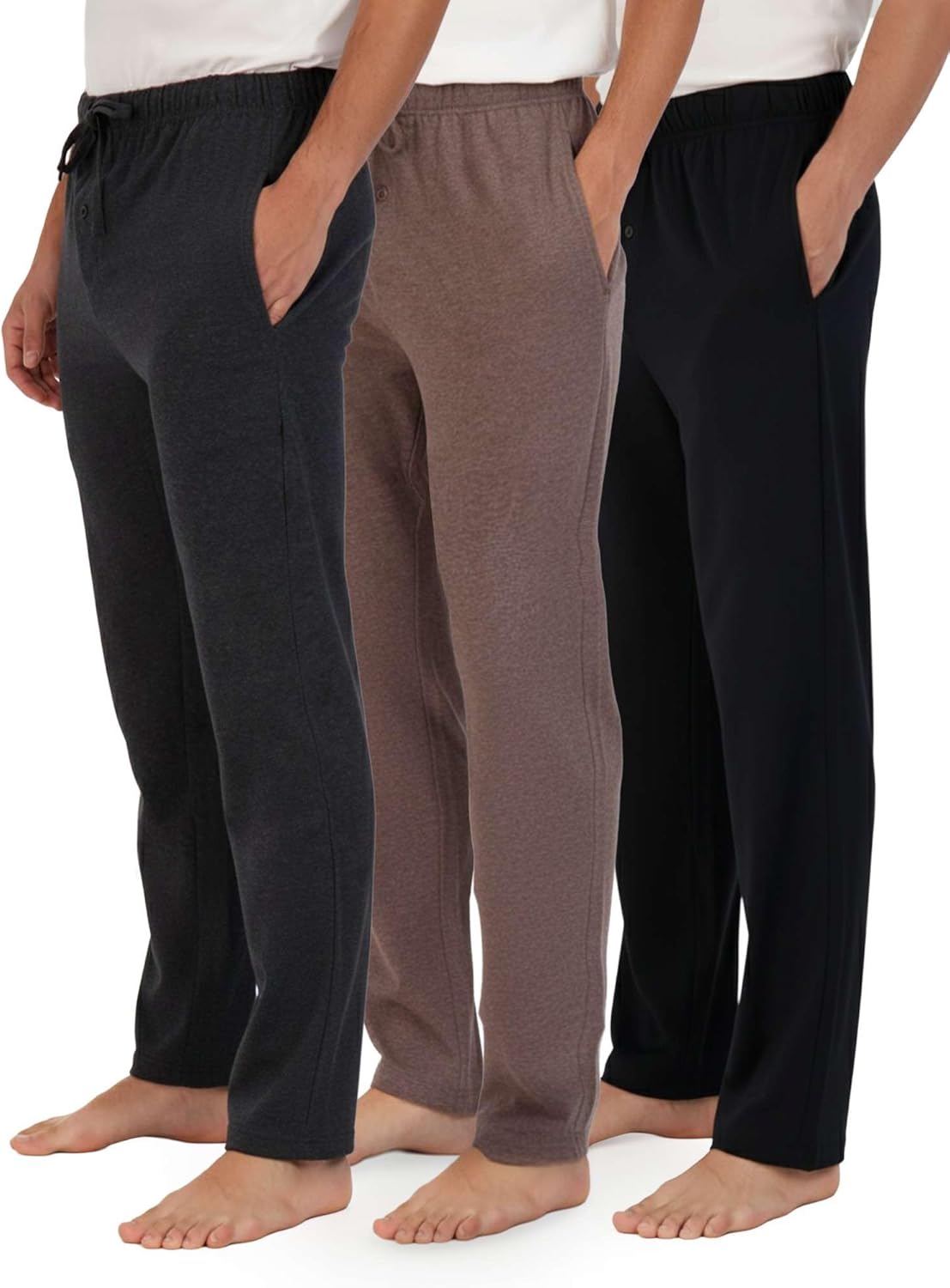 Real Essentials Men's Soft Cotton Flannel Pajama Pants 3 Pack