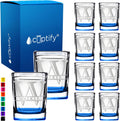 Personalized Glasses Split Script Initial and Name Set of 10 - Blue
