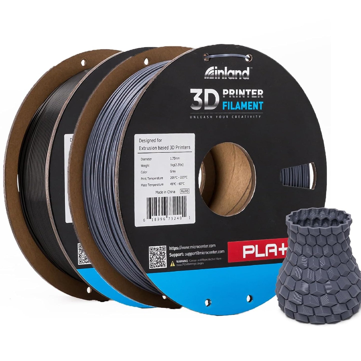 Inland Micro Center PLA+ 3D Printing Filament for Quality Prints