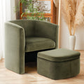 COLAMY Green Velvet Accent Chair with Ottoman
