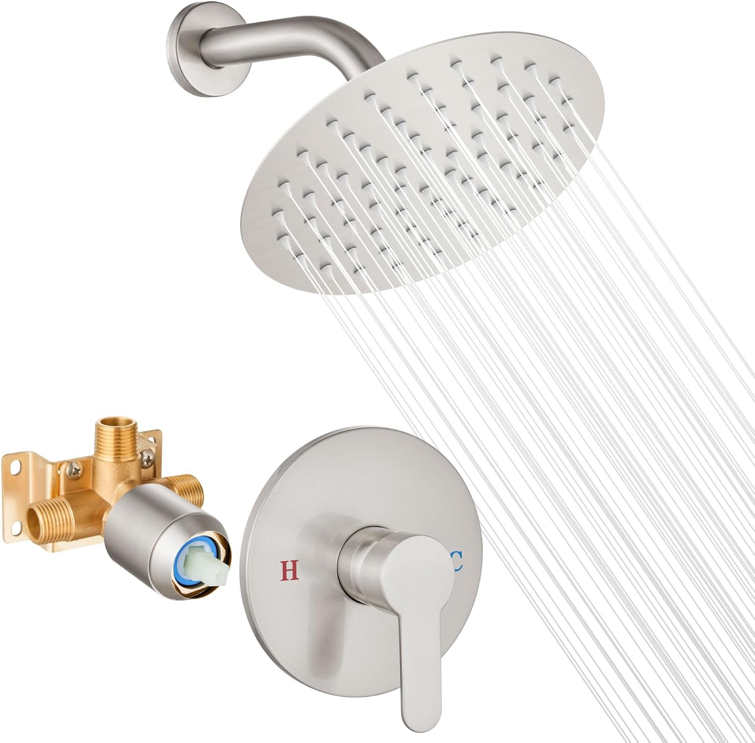 Airuida Shower Faucet Set with 8 Inch Rainfall Shower Head