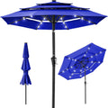 10ft 3-Tier Solar Patio Umbrella - Night Lighting & Venting