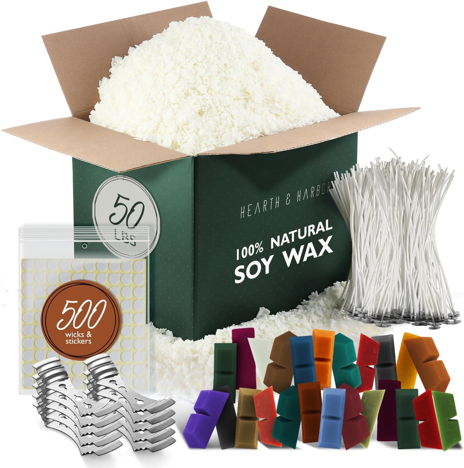 Natural Soy Wax Candle Making Kit with Dyes and Wicks Supplies