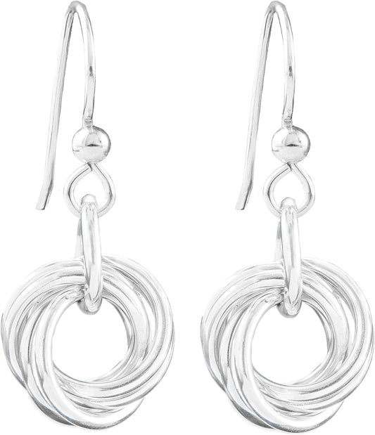 Dainty Love Knot Circle Dangle Earrings for Everyday Elegance