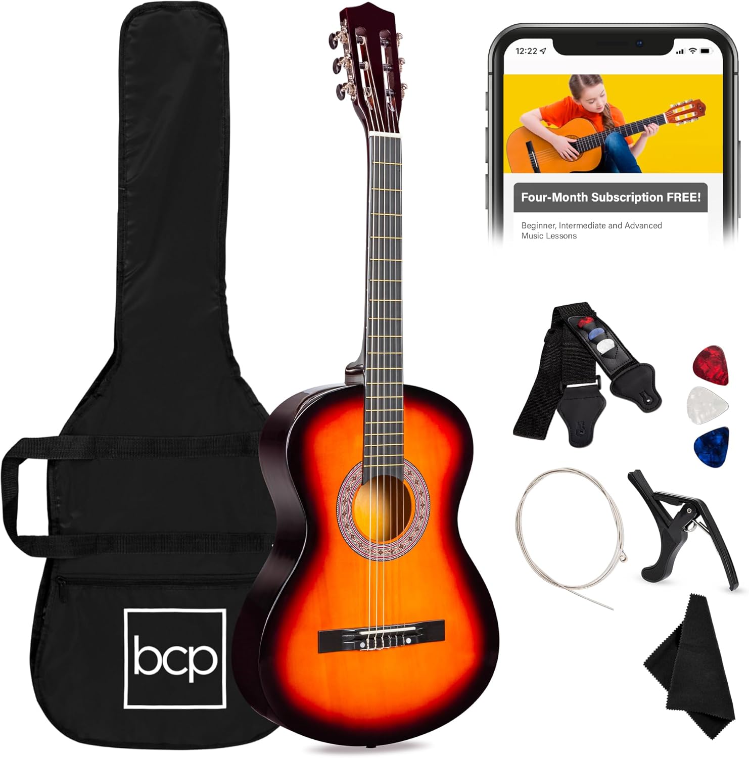 Beginner All Wood Acoustic Guitar Starter Kit for All Ages