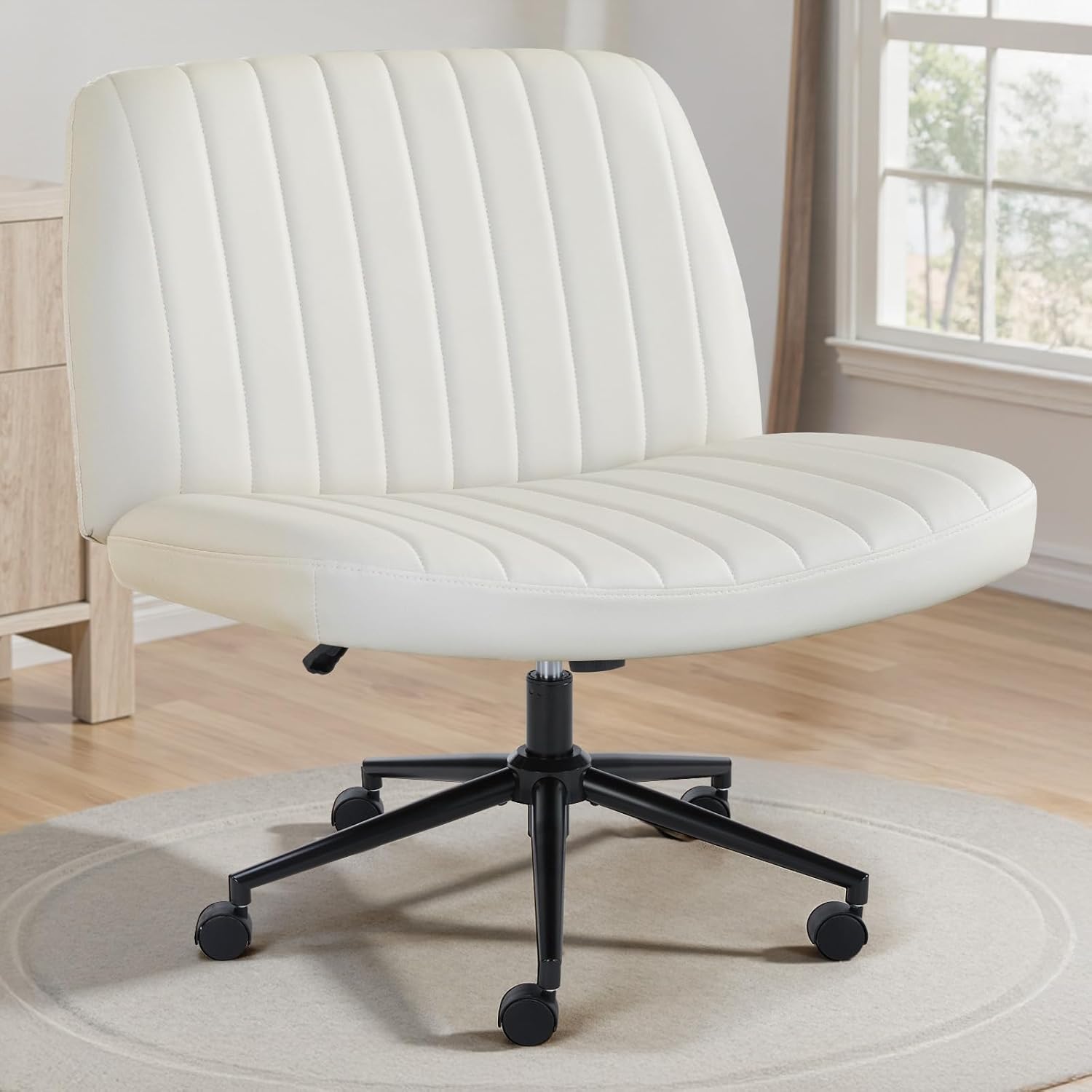 Criss Cross Chair with Wheels for Home Office and Vanity Use