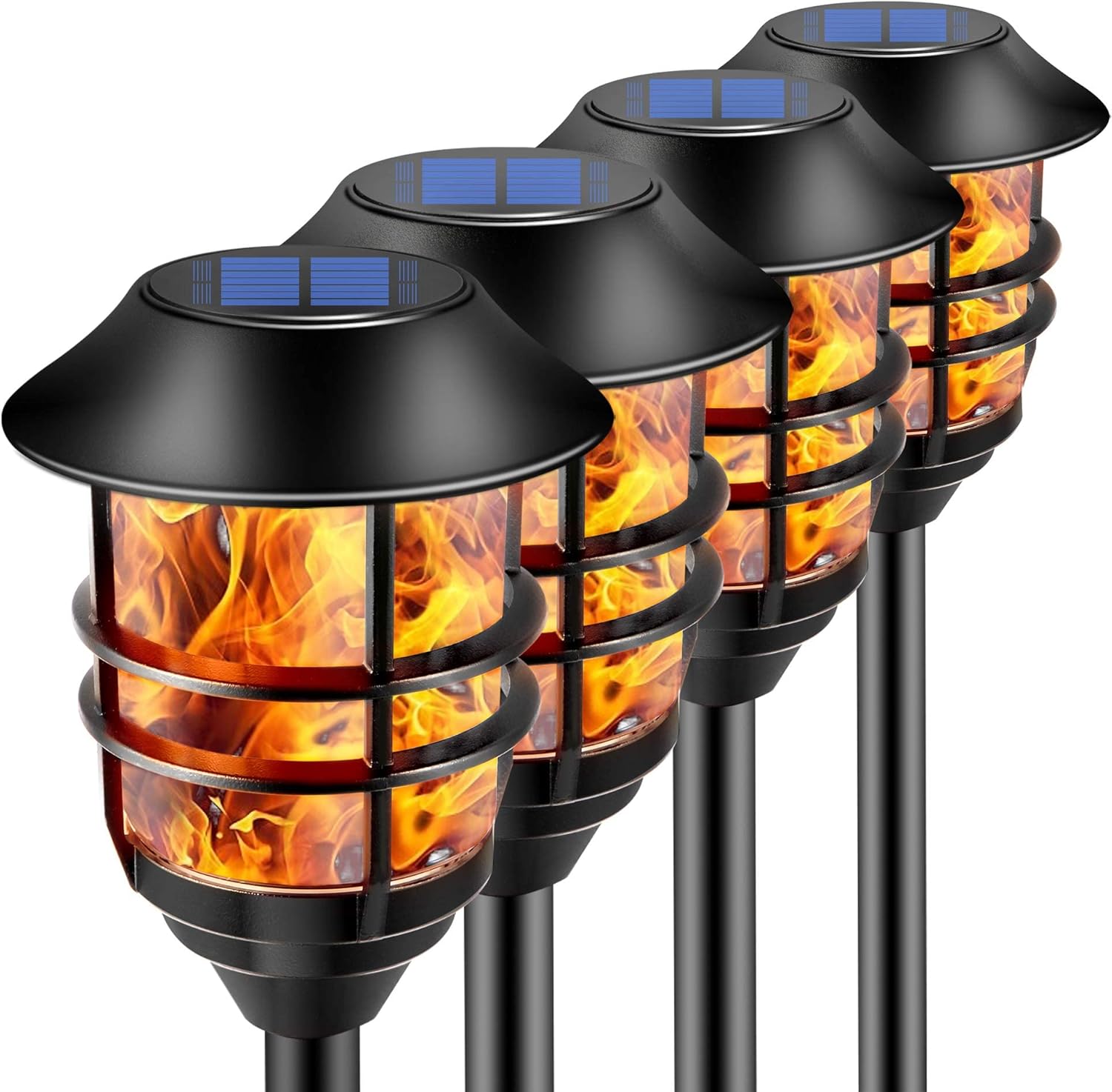 ZOOHAR Solar Outdoor Lights - Extra-Tall Flickering Flame Torches