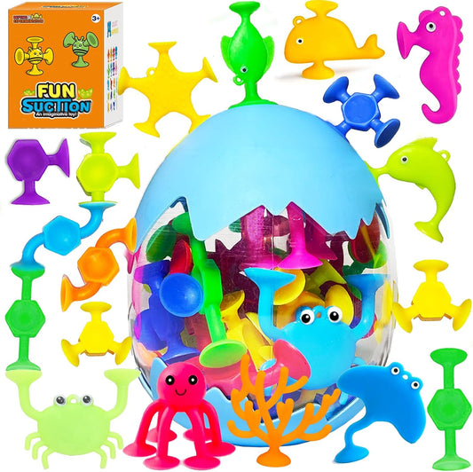 Suction Cup Ocean Animal Bath Toys Set for Fun Bath Time - Tidesiok