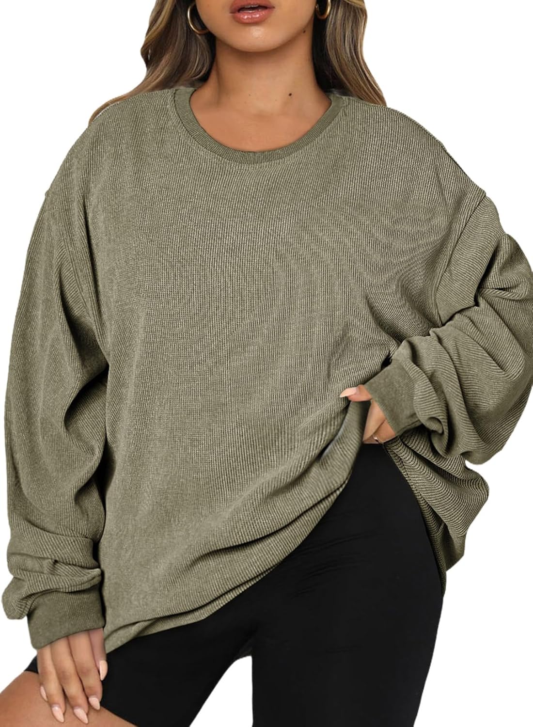 Eytino Plus Size Crew Neck Sweatshirt - Cozy Casual Style!
