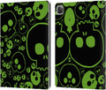 Head Case Designs Green Jazzy Skulls Leather Wallet Case for iPad Pro