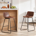 Faux Leather Counter Height Bar Stools Set of 2 - Comfortable