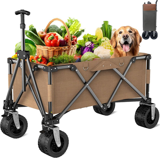 330lbs Capacity Folding Beach Wagon w/Removable Wheels