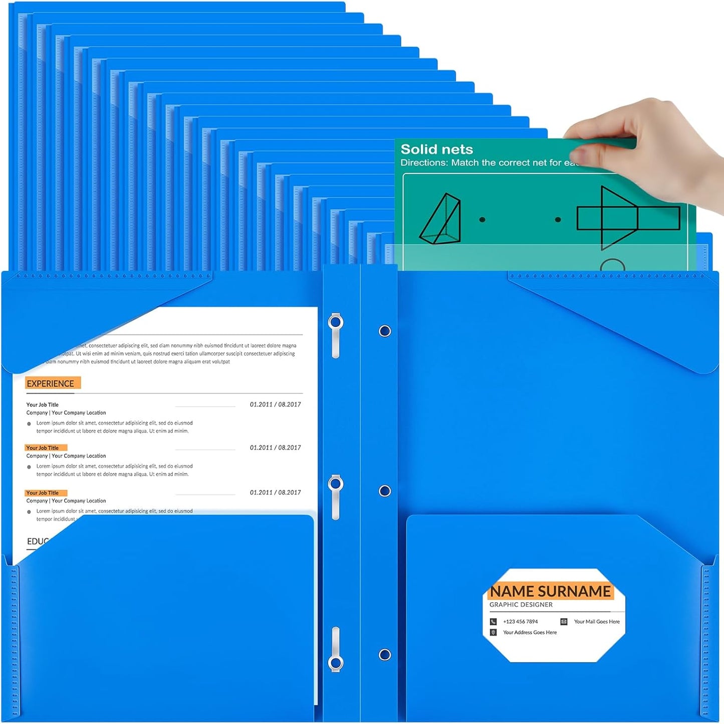 72 Pcs Plastic Folder with Clear Front Pocket for School Office