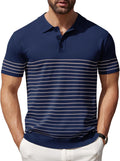 Men's Knit Polo Shirt Striped Short Sleeve - Lightweight Comfort made