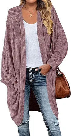 ZESICA Women's Oversized Open Front Sweater Cardigan Coat