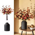 Burnt Orange Kiku Flower Arrangement in Metal Vase - Fall Centerpiece