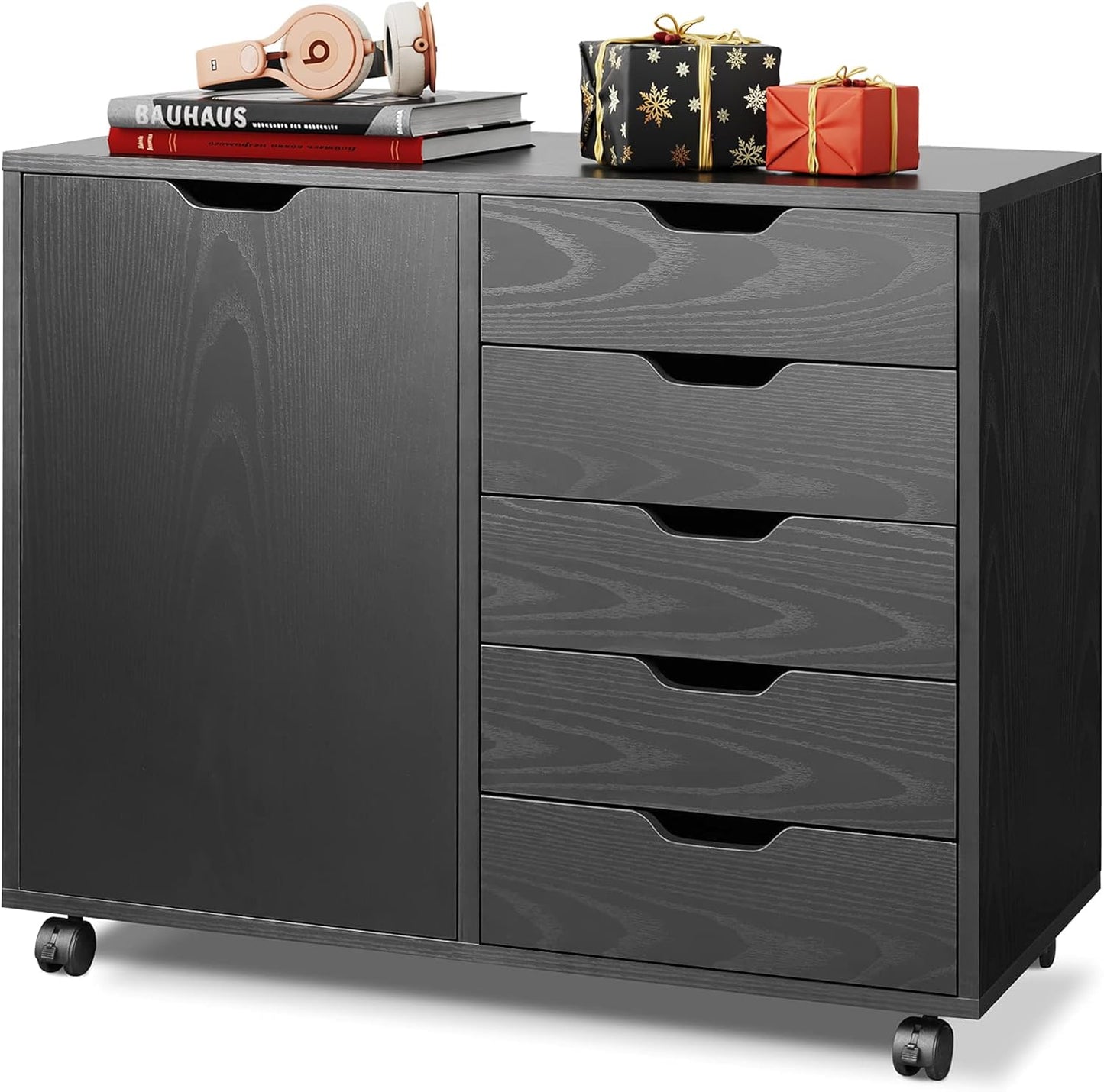 DEVAISE 5-Drawer Wood Dresser Chest for Home Office Storage