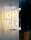 White Outdoor Sconce Dusk to Dawn Wall Light - Convertible Sensor