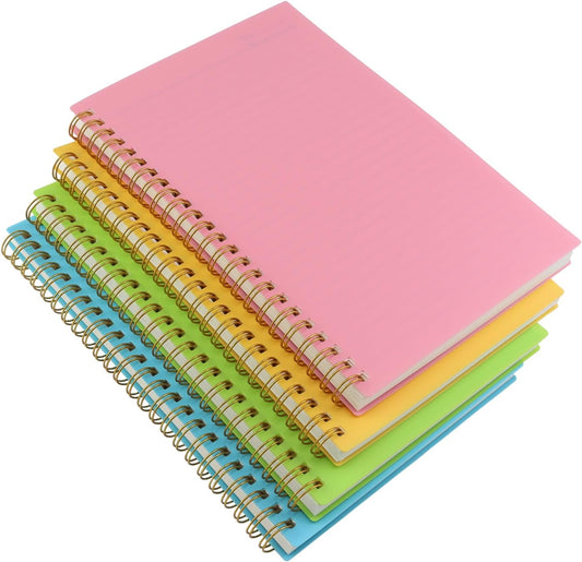 Colorful Spiral College Ruled Journal Set, 160 Pages, Work-Study-Notes