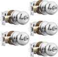 Probrico Polished Chrome Door Knobs - Interior Privacy 5 Pack