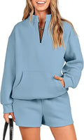 ANRABESS Women 2 Piece Outfits Oversized Half Zip Tracksuit Set