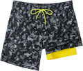 SURF CUZ Mens Swim Trunks 7ft Inseam - Quick Dry 2-in-1 Comfort