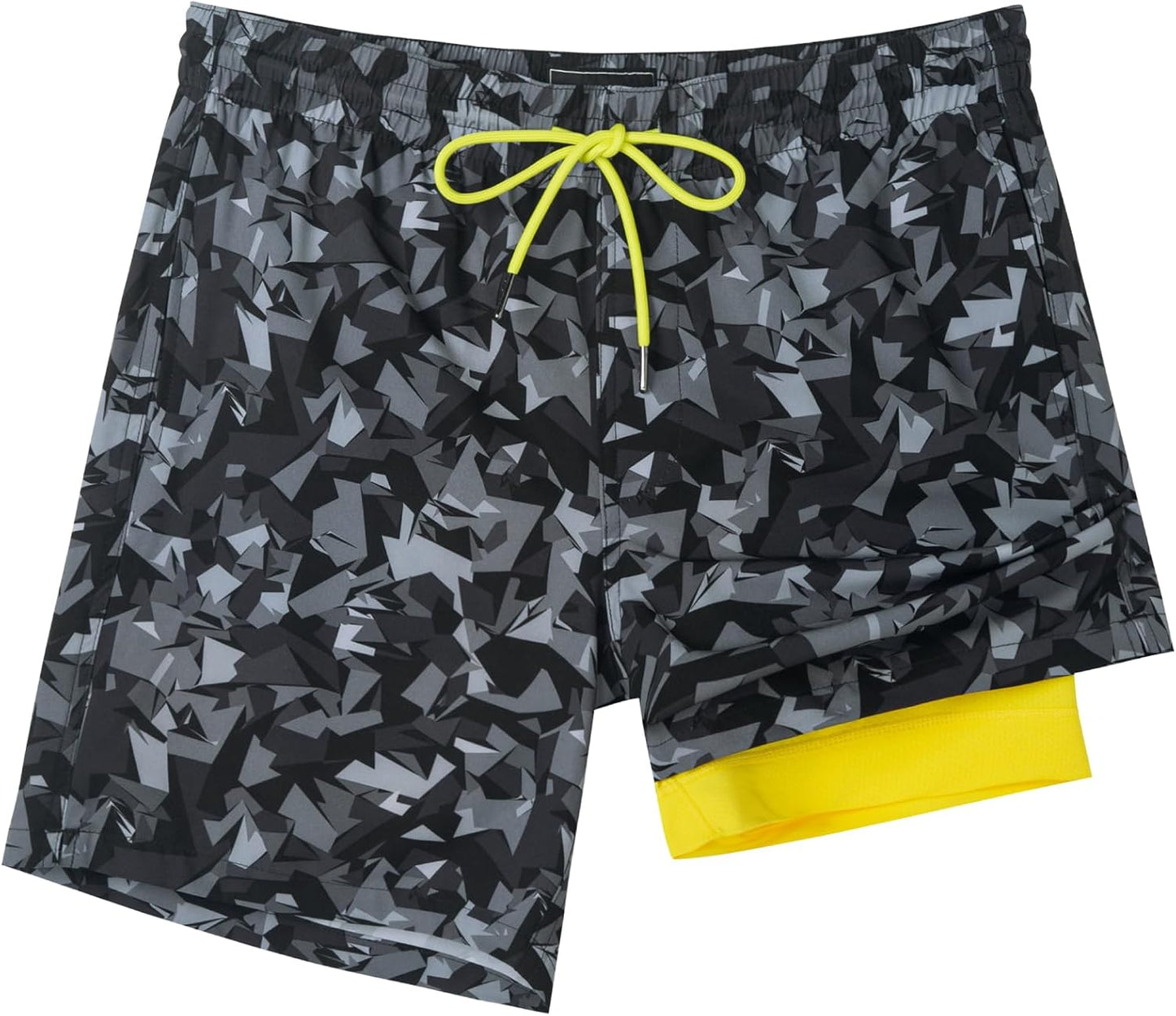 Quick Dry 7 Inch Mens Swim Trunks with Compression Liner