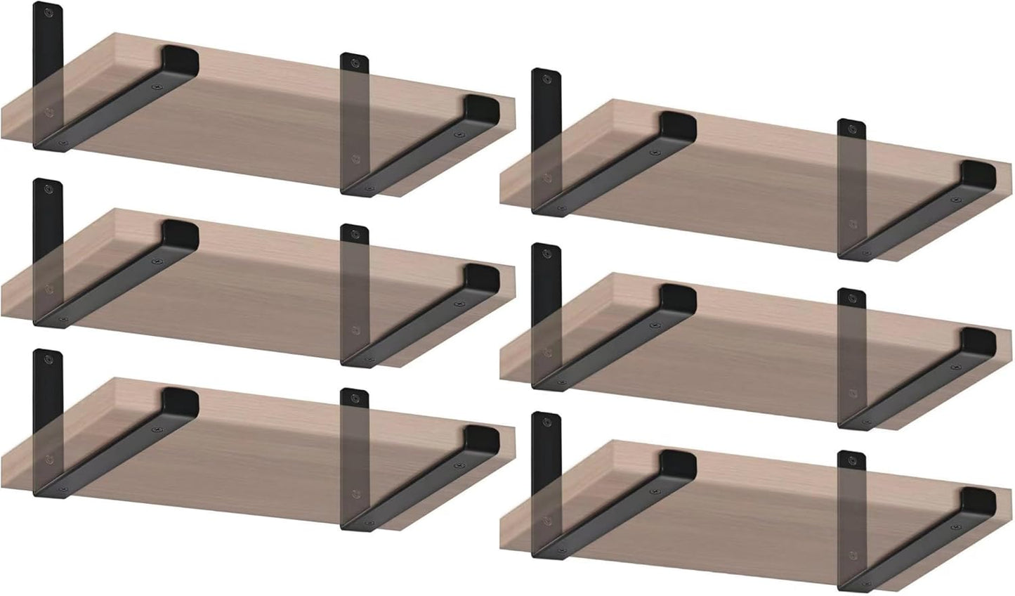 Rustic Farmhouse Iron Wall Floating Shelf Brackets - 12 Pack