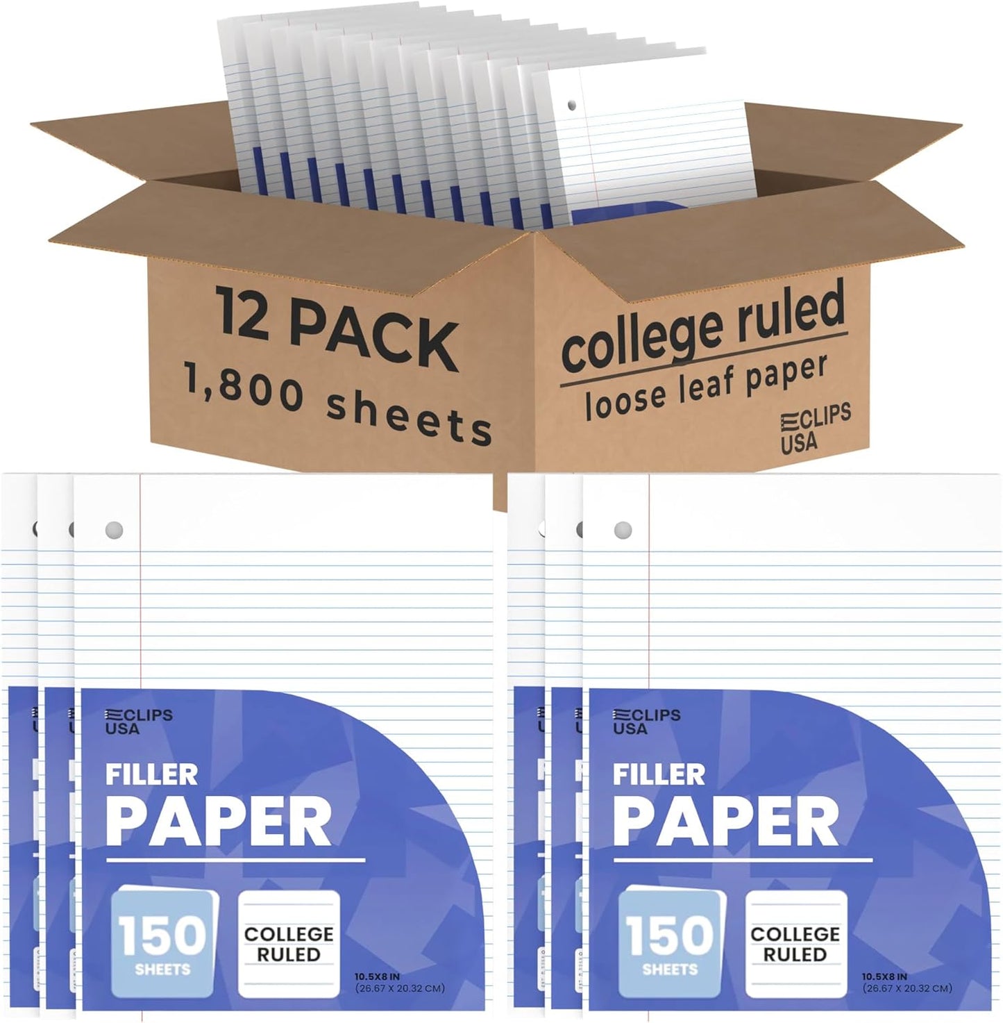 Loose Leaf College Ruled Notebook Paper for Students and Offices