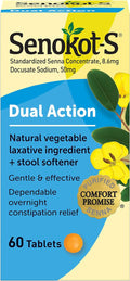 Senokot-S Dual Action 60 Tablets - Gentle Overnight Relief