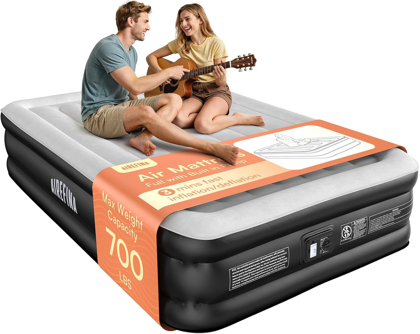 Airefina Air Mattress Full with Built-in Pump for Comfort