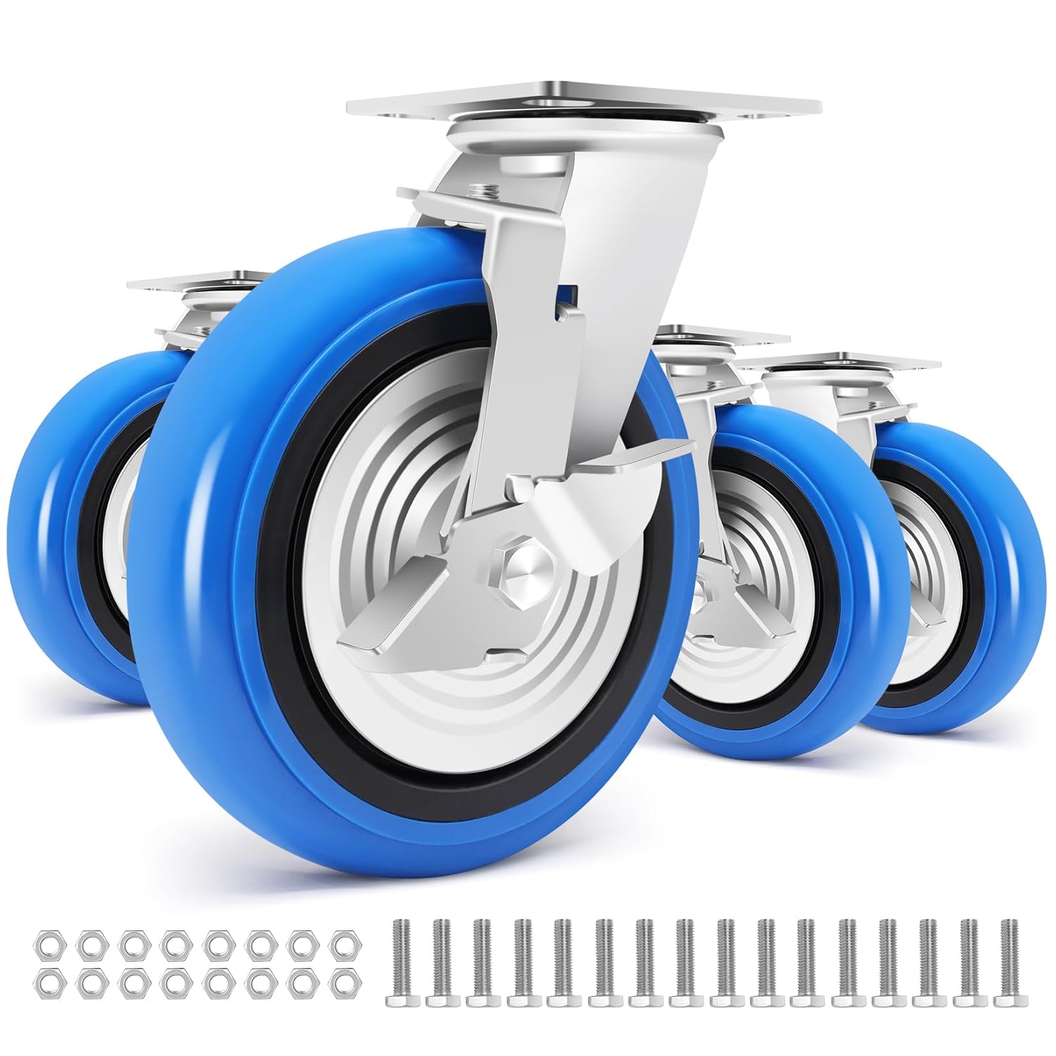 8 Inch Heavy Duty Casters Set of 4 for Smooth Rolling