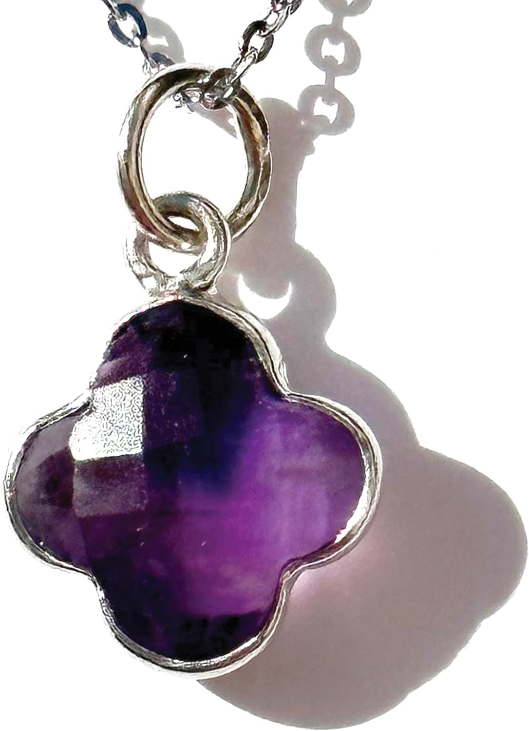Genuine Gemstone Necklace with Four Leaf Clover Design