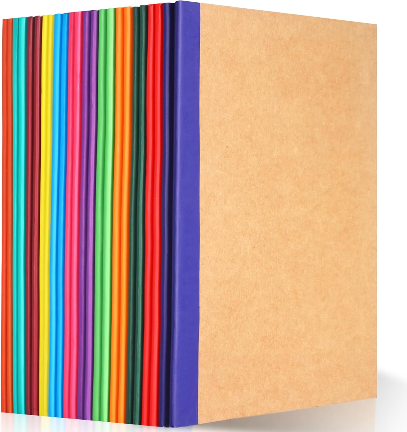 Rainbow Spine College Journals, 24-Pack A5 Kraft Notebooks, 60pgs, 12 Colors