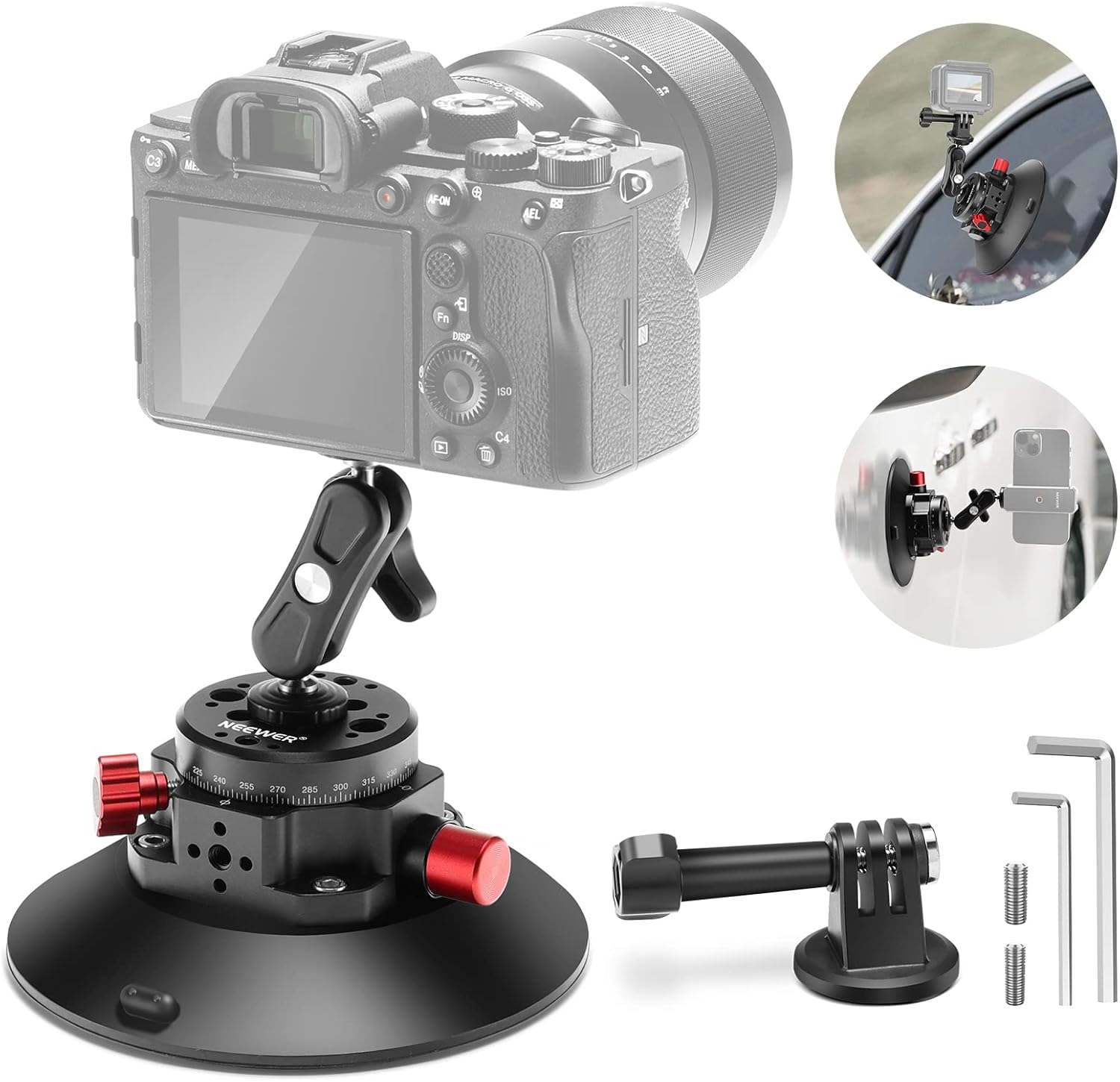 NEEWER Camera Suction Cup Mount for Versatile Mounting
