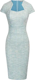 GRACE KARIN Tweed Pencil Dress Cap Sleeve - Elegant Workwear