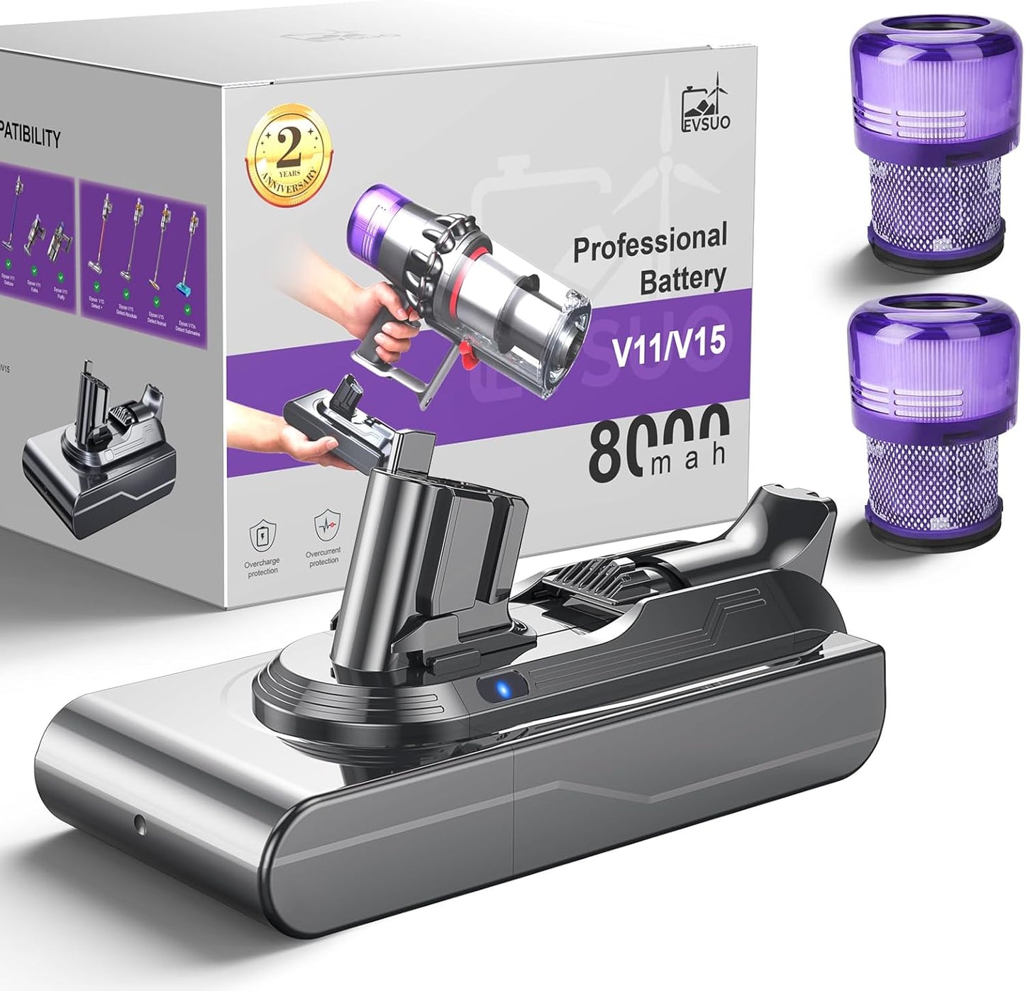 8000mAh V15 Battery Replacement for Dyson V15 Detect Models