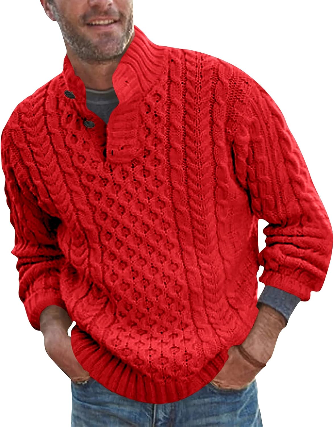 Bbalizko Mens Stand Collar Pullover Sweater for Winter