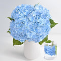 Hydrangea Artificial Flowers 4Pcs 21in Real Touch Blue - Lifelike
