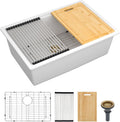 28 in x 19 in Granite Composite Undermount Workstation Sink - White