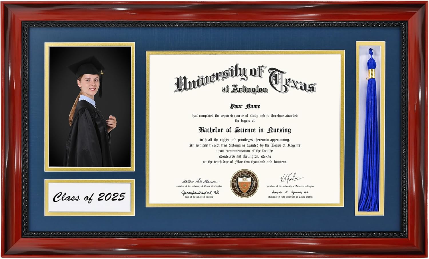 Class of 2025 Diploma Frame with Tassel Holder for Display