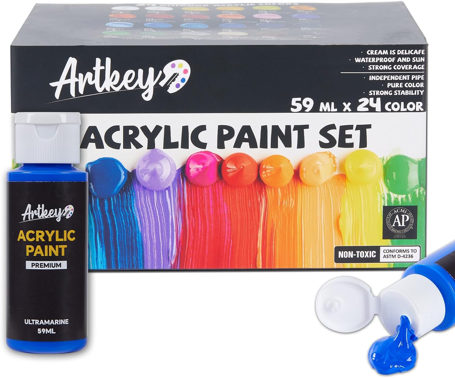 Professional 24-Color Acrylic Paint Set by Artkey