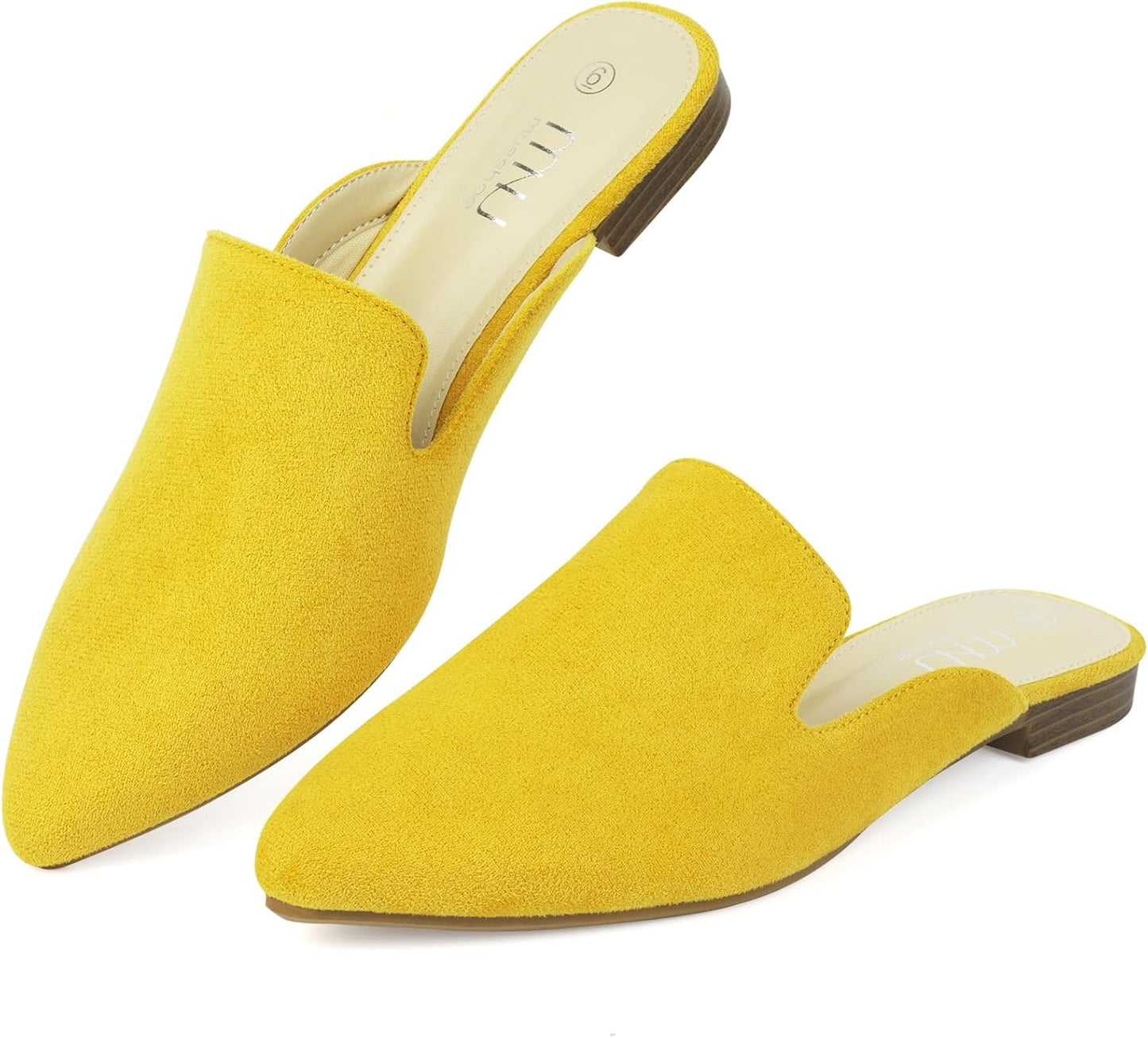 MUSSHOE Mules for Women Flats with Comfortable Pointed Toe
