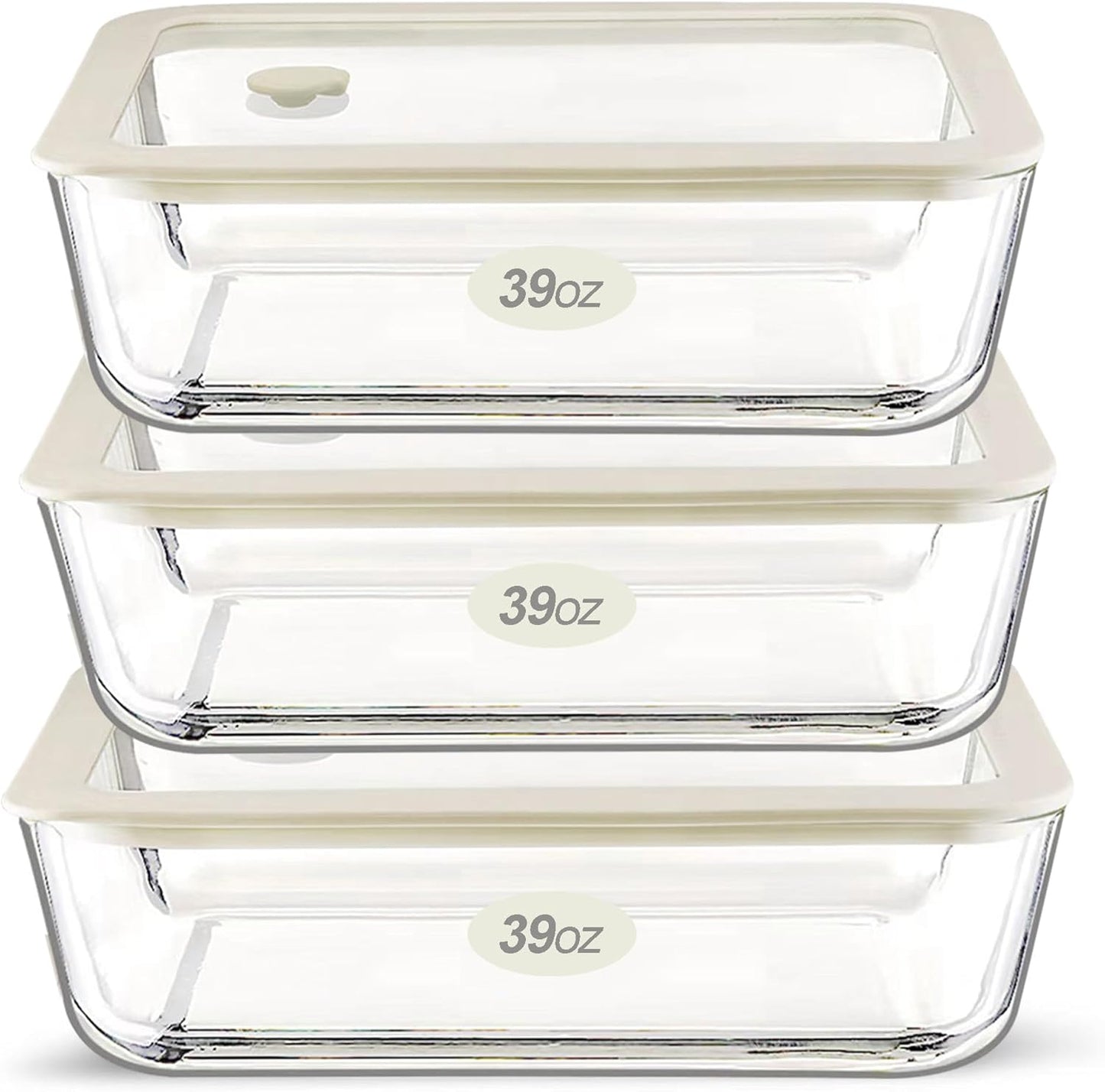 Urban Green Glass Food Container Set - Airtight & LeakProof 3 Pack